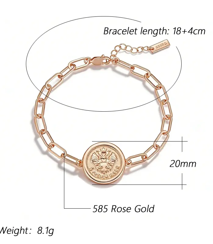 Pulsera Kinel de Lujo en Oro Rosa 585 con Tótem Étnico para Mujer, Joyería Fina Brillante de Metal para Novia, Boda y Uso Diario, Novedad 2026 2