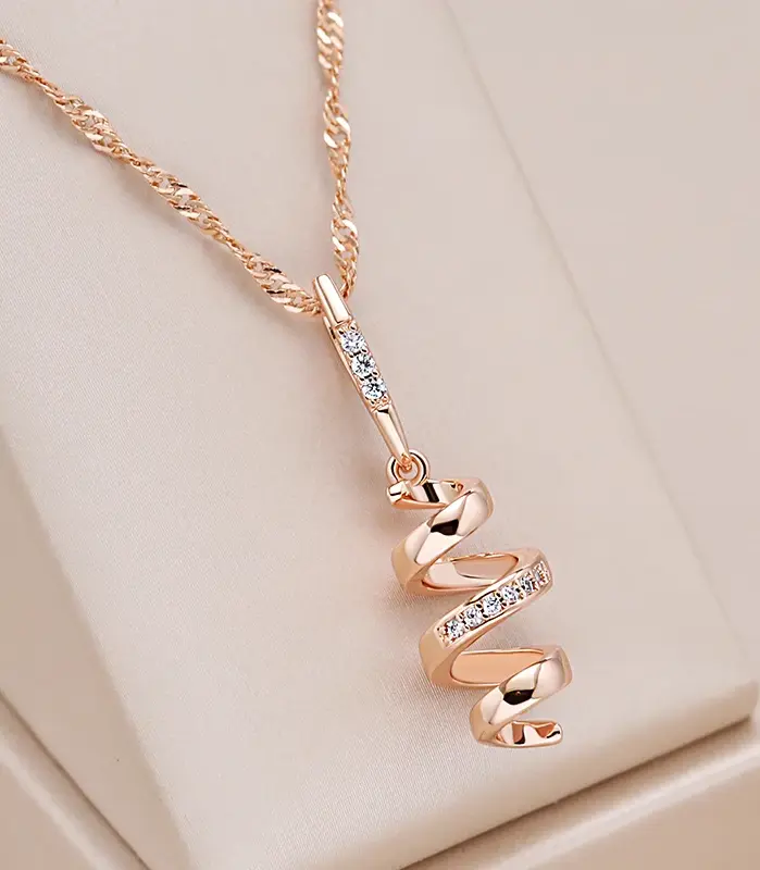 Kinel-collar con colgante giratorio geométrico para mujer, Color oro rosa 585, accesorios de circón Natural, joyería diaria de tendencia nupcial 1