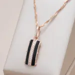 Kinel-collar con colgante cuadrado de esmalte negro para mujer, Color oro rosa 585, accesorios de circón Natural, joyería diaria de alta calidad 1