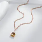 Kinel-collar con colgante de Color oro rosa 585, Simple, para mujer, circonita Natural marrón, joyería de boda para novia de alta calidad 5