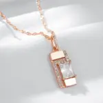 Kinel-collar con colgante cuadrado clásico para mujer, Color oro rosa 585, accesorios de circonita Natural, colgante Simple, joyería diaria 5