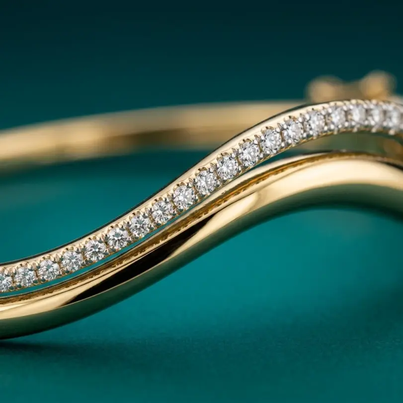 Pulseras de Doble Onda con Moissanita KNOBSPIN para Mujer, Certificadas por GRA, Diamantes de 1.5mm, Plata de Ley s925, Bañadas en Oro de 18K 5