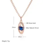 Kienl-Cadena de caracol clásica para mujer, collar con colgante de Color oro rosa 585, accesorios de circón Natural azul, joyería diaria de alta calidad 2