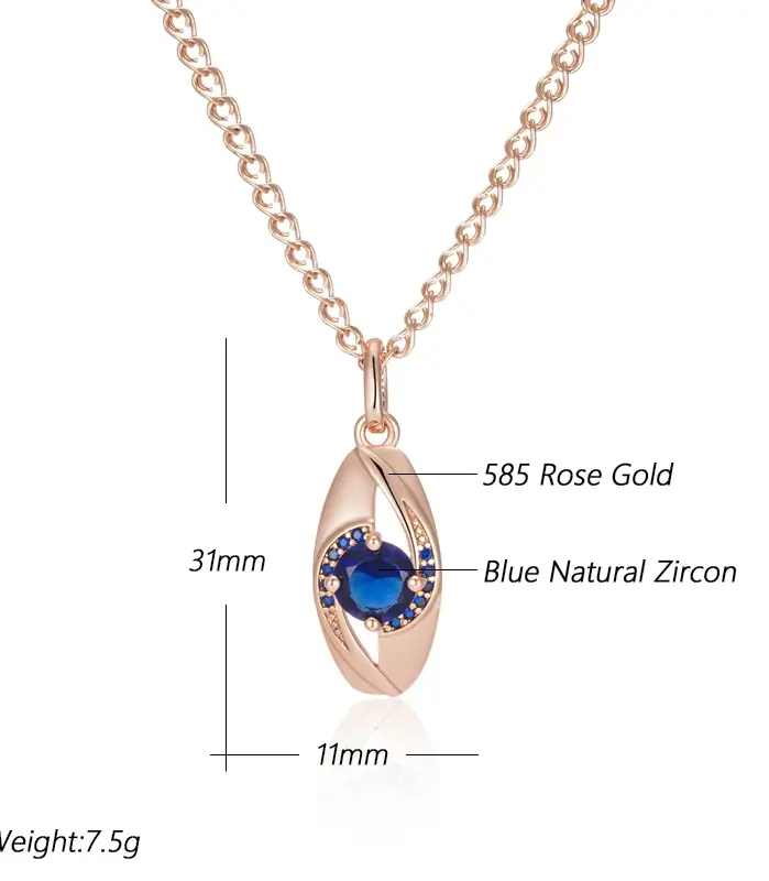 Kienl-Cadena de caracol clásica para mujer, collar con colgante de Color oro rosa 585, accesorios de circón Natural azul, joyería diaria de alta calidad 2