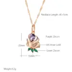Kienl-collar con colgante de flor de circón Natural púrpura Vintage para mujer, joyería fina de alta calidad para uso diario, collar de Color oro rosa 585 2
