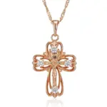 Kinel-collar con colgante de Cruz de Iglesia Ortodoxa para mujer, Color oro rosa 585, accesorios de circón Natural, crucifijo, joyería de Jesús 6