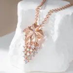 Kienl-collar con colgante grande de circonita Natural brillante para mujer, colgante de uva de cristal de Color oro rosa 585, joyería Vintage diaria 3