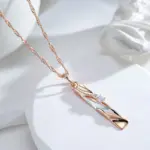 Kinel-collar con colgante de circón hueco geométrico, chapado en oro rosa y plata 585, joyería fina diaria para boda, regalo 5