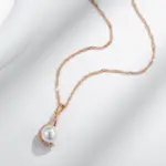 Kinel-collar con colgante de perlas geométricas para mujer, Color oro rosa 585, joyería fina diaria, 2024 4