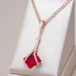 Kinel-collar con colgante largo de circón Natural rojo cuadrado para mujer, Color oro rosa 585, joyería Vintage fina diaria de alta calidad 1