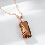 Kinel-collar con colgante de circón Natural para mujer, color marrón claro, cuadrado Simple, Color oro rosa 585, joyería diaria de alta calidad 5