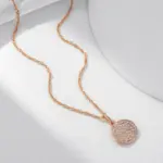 Kinel-collar con colgante redondo de circón Natural brillante para mujer, moda 585, Color oro rosa, joyería fina diaria de alta calidad 4