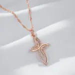 Kinel-collar con colgante de cruz de Color oro rosa 585, lujo, para mujeres y hombres, Iglesia Ortodoxa, Jesús, abalorio brillante, joyería fina diaria 5