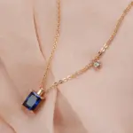 Kinel-collar con colgante de piedra azul cuadrado para mujer, colgante de circón Natural de Color oro rosa 585, joyería fina diaria 6
