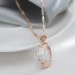 Kinel moda 585 oro rosa plata Color mezcla hueco Rosa flor colgante collar para mujer boda fiesta joyería Vintage diaria 4