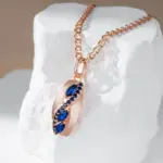 Kinel-collar con colgante de circonita Natural para mujer, rombos brillantes, azul, moda 585, Color oro rosa, joyería Vintage fina diaria 3