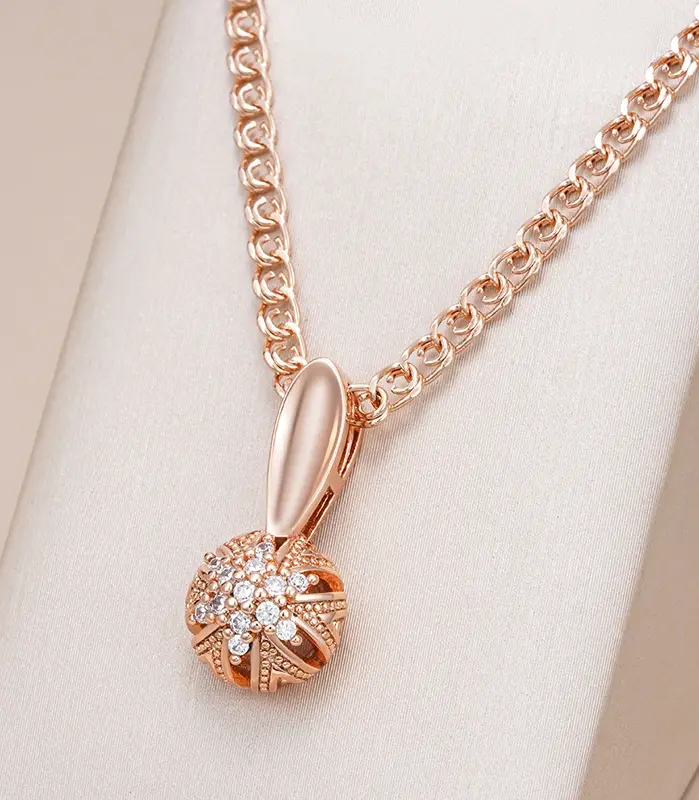 Kinel-collar con colgante de flor de cristal único para mujer, accesorios de circonita Natural de Color oro rosa de lujo 585, joyería Vintage 1