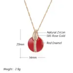Kinel, moda novedosa, collar con colgante de circón Natural esmaltado rojo para mujer y niña, joyería sencilla de Color oro rosa 585, joyería diaria para fiesta 2