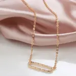 Kinel-collar con colgante brillante de lujo para mujer, joyería fina diaria de alta calidad, geometría, Color oro rosa 585 6