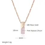 Kienl Trend-collar con colgante de circón Natural rosa cuadrado para mujer, Color oro rosa 585, accesorios exquisitos, joyería fina diaria 2