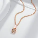 Kinel-collar con colgante de flor de cristal para mujer, Color oro rosa 585, accesorios de circón Natural totalmente brillante, joyería fina diaria 5