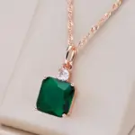 Kinel-collar con colgante de piedra verde cuadrado para mujer, Color oro rosa 585, accesorios de circón Natural, joyería fina diaria 1