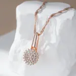 Kinel-collar con colgante de flor de cristal para mujer, Color oro rosa 585, accesorios de circonita Natural, joyería fina para uso diario 3