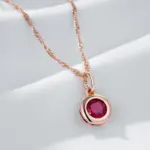 Kinel-collar con colgante de circón Natural rojo brillante para mujer, moda 585, Color oro rosa, joyería étnica para novia, joyería Vintage diaria fina 5