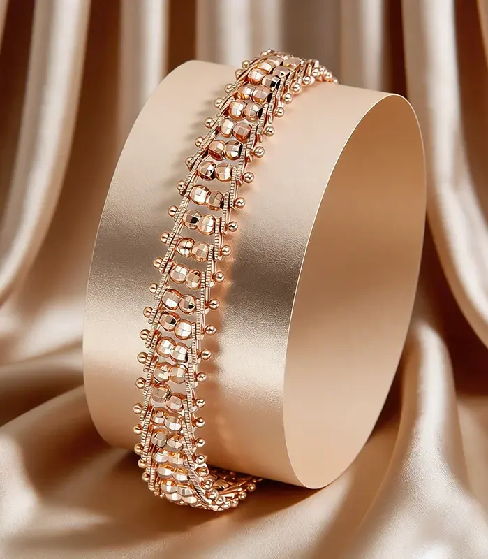 Kinel Pulsera de Eslabones Únicos en Oro Rosa 585, Tendencia Actual, para Mujer, Joyería Fina de Lujo, Estilo Étnico, para Novia, Boda o Uso Diario, Novedad 2026 1