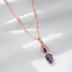 Kinel-collar con colgante largo de circonita Natural para mujer, accesorios de Color oro rosa 585, joyería diaria para boda 5
