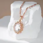 Kinel-collar con colgante de flor de cristal para mujer, Color oro rosa 585, accesorios de circonita Natural ovalados grandes a la moda, joyería diaria 3