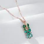 Kinel-collar con colgante de circón Natural verde brillante para mujer, tendencia 585, Color oro rosa, joyería fina para boda, regalo de cristal 4