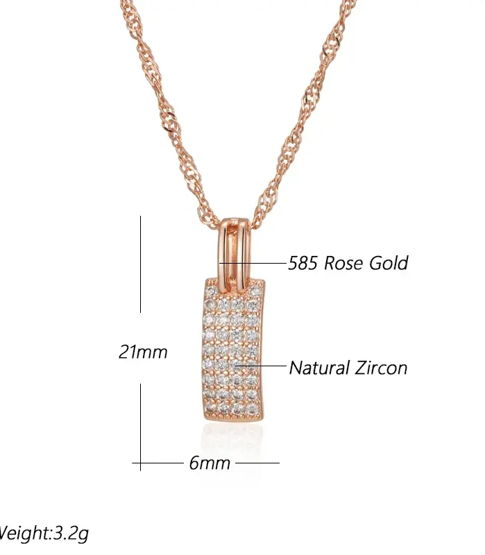 Kinel-collar con colgante de circón Natural para mujer, accesorio de lujo, Color oro rosa 585, joyería fina diaria para novia 2