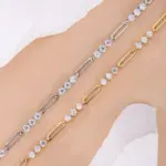 KNOBSPIN-pulsera redonda de moissanita para mujer, brazalete de Color D de 3mm, joyería de moda de verano con certificado GRA s925, pulseras chapadas en plata de 18k 3