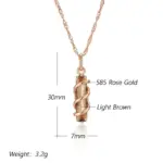 Kinel-collar con colgante de circonita Natural para mujer, Color marrón claro, Cuadrado Simple, Color oro rosa 585, joyería diaria de alta calidad 2