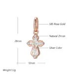 Kinel-collar con colgante pequeño de cruz de iglesia ortodoxa de lujo para mujer, Color oro rosa 585, circonita Natural, abalorio de Jesús, joyería diaria 2