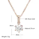 Kinel, moda novedosa, collar con colgante redondo de Color oro rosa 585, accesorios de circón Natural blanco brillante para mujer, joyería fina diaria 2