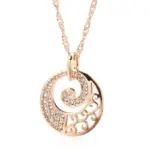 Kinel-collar con colgante de oro rosa 585 de lujo para mujer, flor de cristal, circón Natural, boda nupcial, joyería fina diaria de alta calidad 6