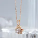 Kinel-collar con colgante de flor de cristal para mujer, Color oro rosa 585, accesorios de circón Natural, joyería fina diaria creativa 5