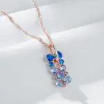 Kinel-collar con colgante de circón Natural azul brillante para mujer, tendencia 585, Color oro rosa, joyería fina para boda, regalo de cristal 4