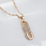 Kienl-collar con colgante en forma de Pin con personalidad para mujer, Color oro rosa 585, colgante de circón Natural, joyería fina para uso diario 5