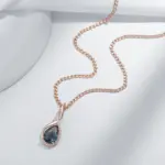 Kinel-collar con colgante de circón Natural gris brillante para mujer, moda 585, Color oro rosa, joyería Vintage fina diaria de alta calidad 5