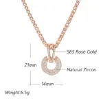 Kinel-collar con colgante de circonita Natural brillante para mujer, diseño único, Color oro rosa 585, regalo de joyería para boda y novia 2