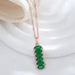 Kienl-collar con colgante cuadrado para mujer, repleto de circonita Natural verde, Color oro rosa 585, joyería de boda Vintage para novia 3
