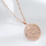 Kinel-collar con colgante brillante para mujer, flor de Metal inusual, Color oro rosa 585, colgante grande, joyería fina para uso diario 6