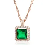 Kinel-collar con colgante de circón Natural verde cuadrado de lujo para mujer, joyería llamativa de boda para novia, Color oro rosa 585 6