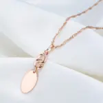 Kinel-collar con colgante brillante para mujer, aretes geométricos simples de oro rosa 585, joyería fina diaria de alta calidad 3