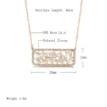 Kinel-collar con colgante cuadrado de circón Natural para mujer, joyería fina diaria de alta calidad, Color oro rosa, a la moda, 585 2