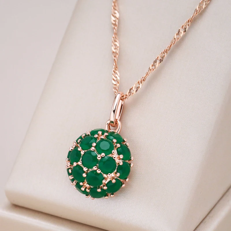 Kinel inusual collar con colgante de circón Natural verde brillante para mujer de lujo 585 Color oro rosa joyería fina para fiesta diaria 1 Kinel inusual collar con colgante de circón Natural verde brillante para mujer de lujo 585 Color oro rosa joyería fina para fiesta diaria 1