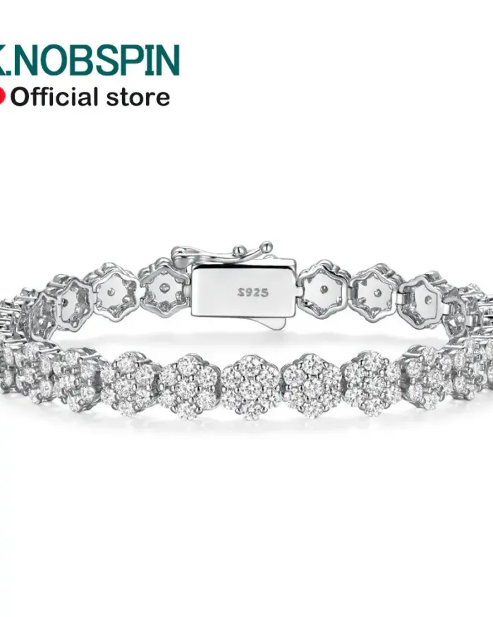 KNOBSPIN-pulsera de tenis de moissanita de 2mm, repleto de diamantes GRA, chapada en plata 925, joyería para fiesta y boda de 18k, pulseras para mujer y hombre 1